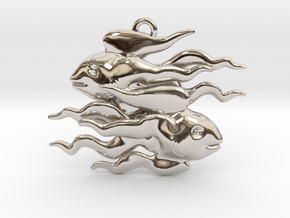 Pisces Pendant in Rhodium Plated Brass