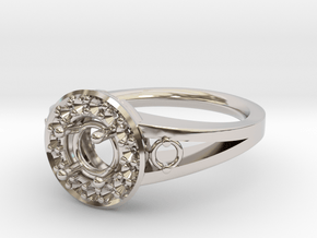 Split Halo Engagement Ring in Rhodium Plated Brass