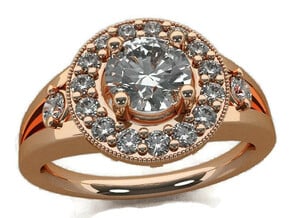 Split Halo Engagement Ring in 14k Rose Gold Plated Brass