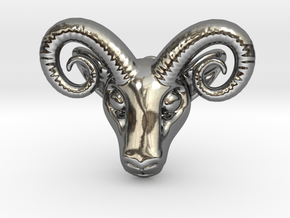 Aries Pendant in Fine Detail Polished Silver