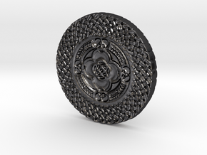 Celtic Shield Coin in Polished and Bronzed Black Steel