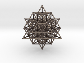 64 Tetrahedron Grid Large Vector Equilibrium in Polished Bronzed Silver Steel
