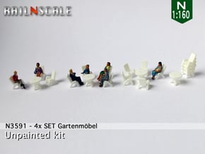 4x SET Gartenmöbel (N 1:160) in Smoothest Fine Detail Plastic