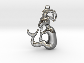 Capricorn Pendant in Fine Detail Polished Silver