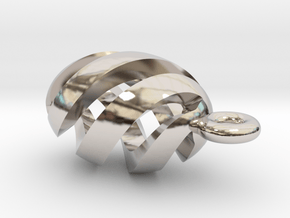 Spiral Spheroid Pendant in Rhodium Plated Brass