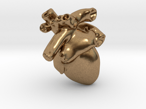 Anatomical Heart Pendant in Natural Brass