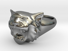 Awesome Tiger Ring Size 13 in Polished Silver