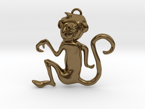 Monkey Eastern Zodiac Pendant in Polished Bronze