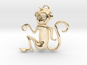 Monkey Eastern Zodiac Pendant in 14k Gold Plated Brass