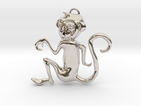 Monkey Eastern Zodiac Pendant in Rhodium Plated Brass