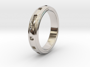 Ø0.788 inch/Ø20.02 Mm Clover Ring in Rhodium Plated Brass