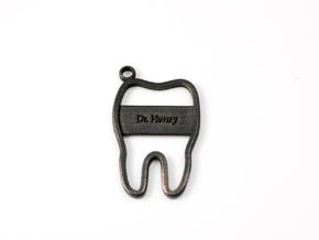 Tooth Keychain in Polished and Bronzed Black Steel