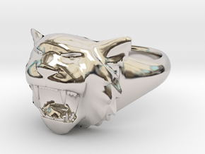 Awesome Tiger Ring Size10 in Rhodium Plated Brass