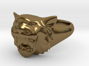 Awesome Tiger Ring Size 8 in Polished Bronze