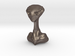 Alien Bust #1 in Polished Bronzed Silver Steel