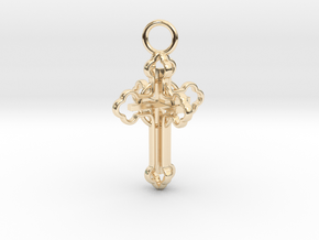 The 3d Cross in 14k Gold Plated Brass