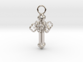 The 3d Cross in Rhodium Plated Brass