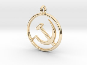 Hammer and Sickle USSR medallion in 14K Yellow Gold