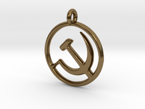 Hammer and Sickle USSR medallion in Polished Bronze