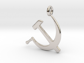 Hammer and Sickle USSR in Rhodium Plated Brass