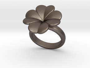 Lucky Ring 24 - Italian Size 24 in Polished Bronzed Silver Steel