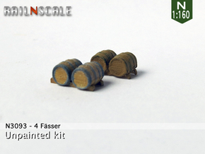 4 Fässer (N 1:160) in Tan Fine Detail Plastic