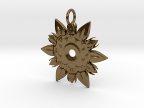 Elegant Chic Flower Pendant Charm in Polished Bronze