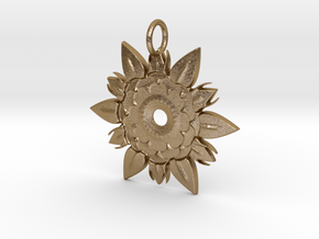 Elegant Chic Flower Pendant Charm in Polished Gold Steel