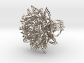 Ring the Chrysanthemum / size 6 US (16,5 mm) in Rhodium Plated Brass