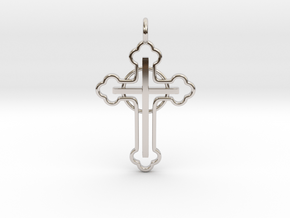 The Ringed Cross in Rhodium Plated Brass