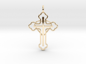 The Hearted Cross in 14k Gold Plated Brass