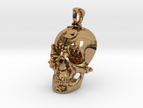 The "Fractured Skull" pendant large in Polished Brass