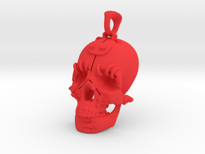 The "Fractured Skull" pendant large in Red Processed Versatile Plastic