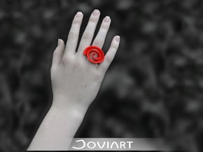 Curly Rose Ring 18mm in Red Processed Versatile Plastic