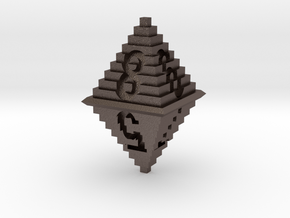 d8 Pixel Pyramid in Polished Bronzed Silver Steel