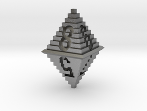 d8 Pixel Pyramid in Natural Silver