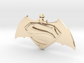 Batman vs Superman Emblem - Reversible Pendant Key in 14k Gold Plated Brass
