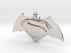 Batman vs Superman Emblem - Reversible Pendant Key in Rhodium Plated Brass