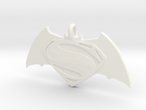 Batman vs Superman Emblem - Reversible Pendant Key in White Processed Versatile Plastic
