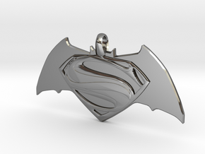 Batman vs Superman Emblem - Reversible Pendant Key in Fine Detail Polished Silver