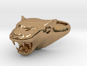 Cougar-Puma Ring , Mountain lion Ring Size 13  in Polished Brass
