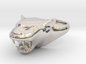 Cougar-Puma Ring , Mountain lion Ring Size 13  in Rhodium Plated Brass