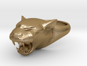 Cougar-Puma Ring , Mountain lion Ring Size 13  in Polished Gold Steel