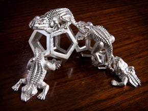 Reptiles & Dodecahedra mini sculpture Fine Art top in Natural Silver