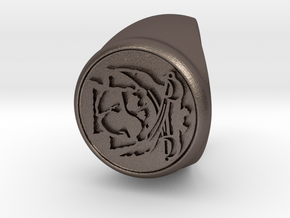 Custom Signet Ring 23 in Polished Bronzed Silver Steel