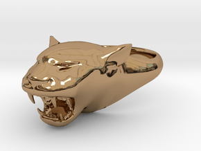 Cougar-Puma Ring , Mountain lion Ring Size 12 in Polished Brass