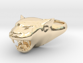Cougar-Puma Ring , Mountain lion Ring Size 12 in 14k Gold Plated Brass