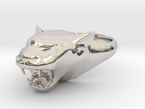 Cougar-Puma Ring , Mountain lion Ring Size 11 in Platinum