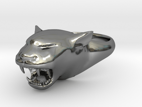 Cougar-Puma Ring , Mountain lion Ring Size 9  in Fine Detail Polished Silver