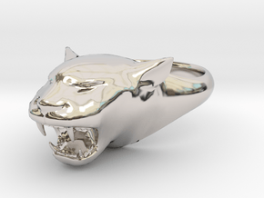 Cougar-Puma Ring , Mountain lion Ring Size 9  in Rhodium Plated Brass